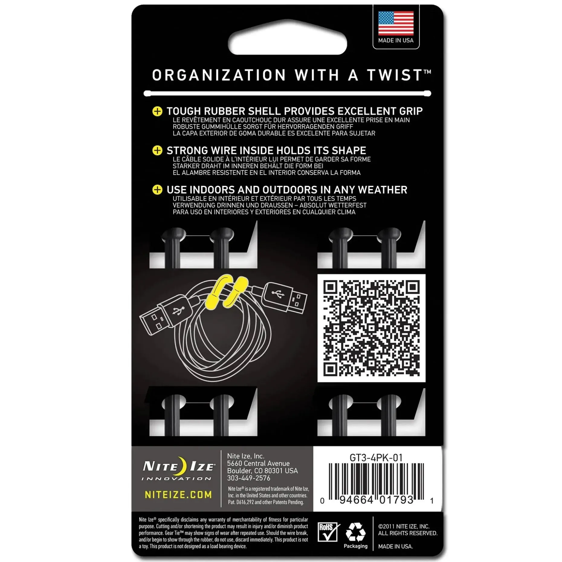 Nite Ize - Gear Tie Original Gr.3 schwarz 4er Pack