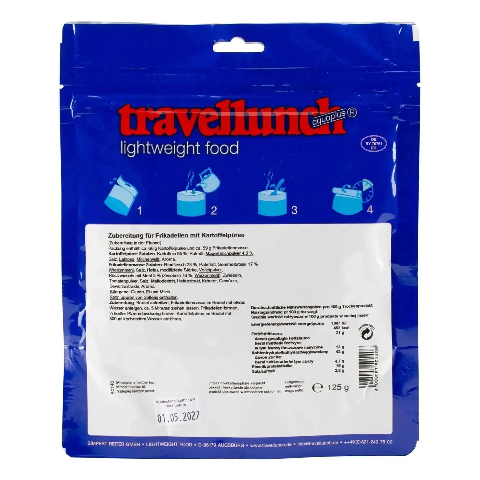 Travellunch - Frikadellen mit Kartoffelpüree 1er Packung