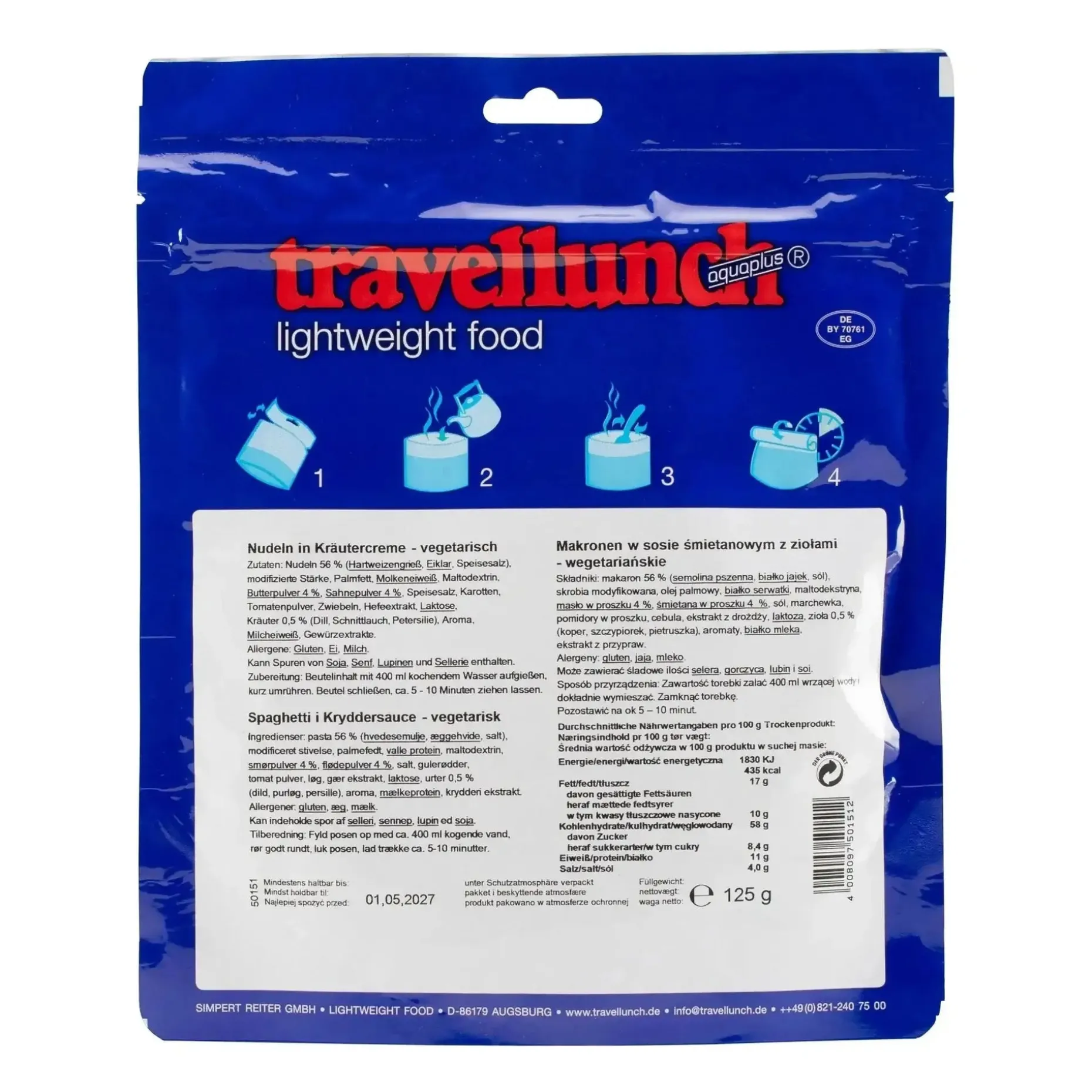 Travellunch - Nudeln in Kräutercreme vegetarisch 1er Packung